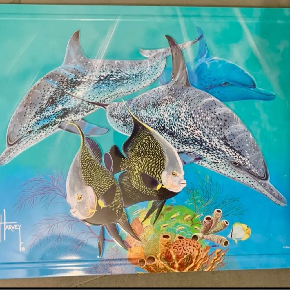 Guy Harvey Oceanic Wildlife Art with Blue and Aquagreen